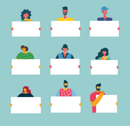 Vector illustration of people with banner for use in advertising, presentations, brochures, blogs,...