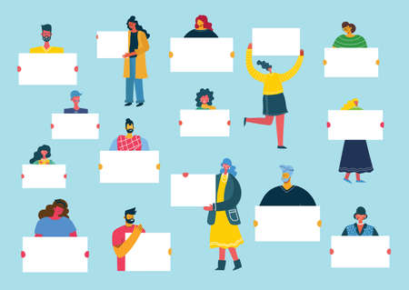 Vector illustration of people with banner for use in advertising, presentations, brochures, blogs,...