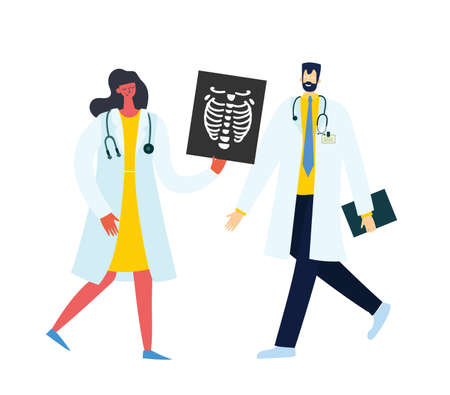 Medical team concept in flat design people character in the flat style