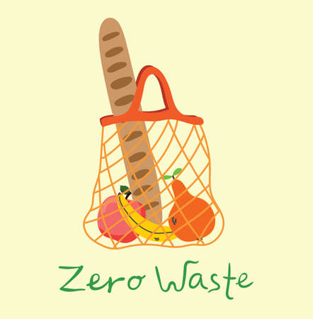 Hand drawn elements of zero waste life in vector. Eco style. No plastic. Go green in the flat styleのイラスト素材