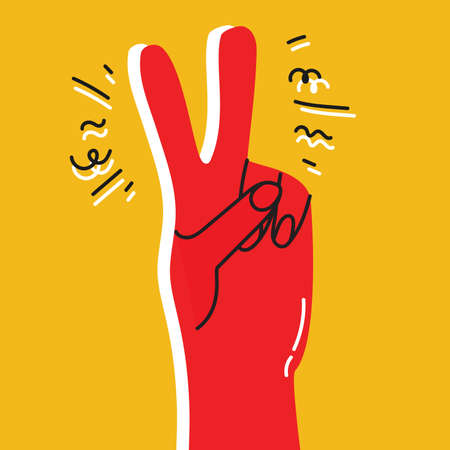 Vector motivation card with hand sign victory. Everything will be OK. Stylish vintage background in trendy designのイラスト素材