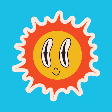 Colored Vector illustartion poster in Cartoon Flat design. Hand drawn Abstract shapes, Comic characterのイラスト素材