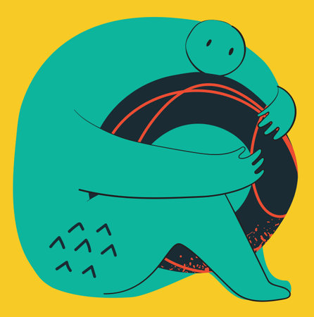 Vector illustartion for poster in Cartoon Flat design. Hand drawn Abstract shape, person, different texture, Comic character.のイラスト素材