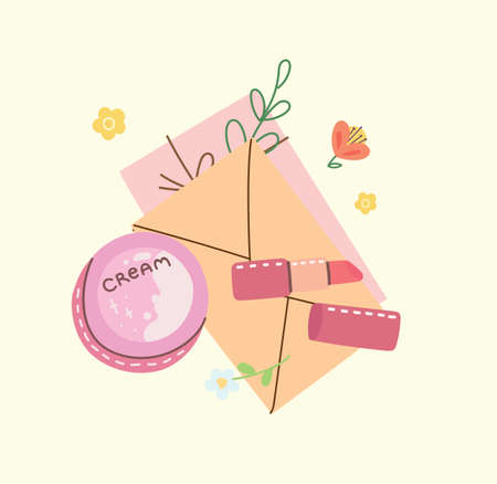 Vector Collection of different envelopes with mail, postmarks and postcards illustrations, handmade cards in the flat style isolated.のイラスト素材