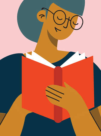 The concept of reading day. People hold a book in their hands. Human character on the background. Flat design style vector cards.のイラスト素材