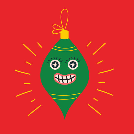 Merry Christmas and Happy New Year 2023. Vector trendy abstract illustration of holiday card with crazy christmas ball for poster.のイラスト素材