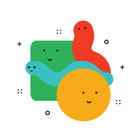 Vector illustration of geometric character shapes with face emotions, cute colorful shape for children education.のイラスト素材