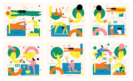 Creative or educational process banner, ad, landing page or poster for web design studio, startup or courses, generating ideas, inspiration concept.のイラスト素材