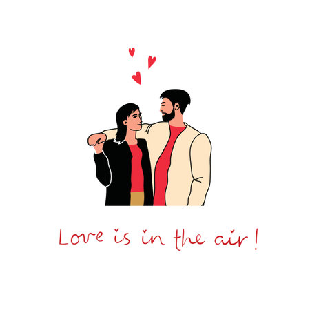 Valentines day concept, icon set of couples in love over white background, colorful minimalistic simple design, vector illustrationのイラスト素材