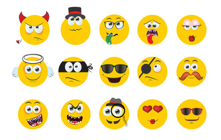 Set of Vector highlight covers. Collection of elements in trendy retro cartoon style. Hand drawn templates. Round icons for social media stories. Perfect for bloggersのイラスト素材