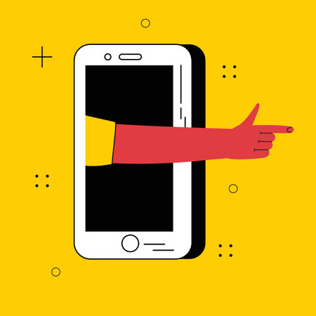 Technology of customers retention. Social media marketing and Dependence on the phone and the Internet. Illustration of the people fallen into a smartphone. Vectorのイラスト素材