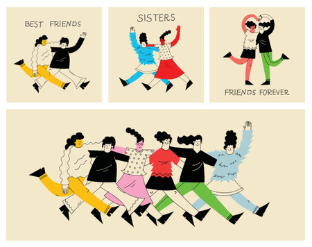 We can do it. International Womens Day. Vector illustration with women different nationalities and cultures. Struggle for freedom, independence, equality.のイラスト素材