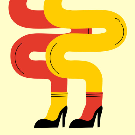 Groovy hippie set of colorful curved funny twisted intertwined legs in different poses. Hand drawn vector colored trendy illustration. Flat designのイラスト素材