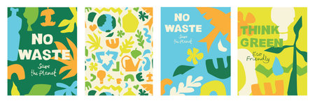 Set of Save the planet and Ecology illustrations for the Earth Day posters and cards. Layouts for...