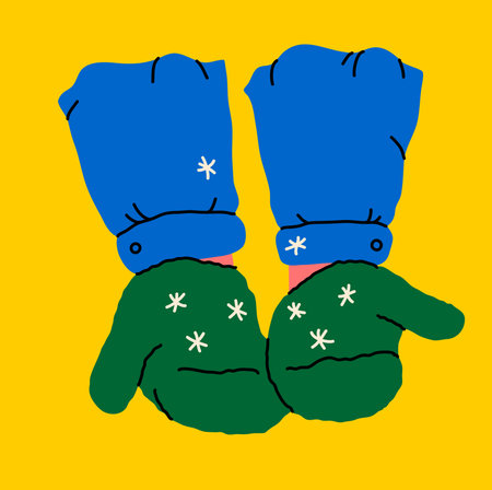 Christmas workshop, holidays preparations and creative activities. Human arms actively wrapping gifts, decorating, and crafting seasonal items like gingerbread and greeting cards.のイラスト素材