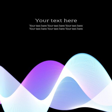 Vector abstract background for flyer, blank, card, banner, invitation, brochure cover design template. Colorful wave design element with text on black.のイラスト素材