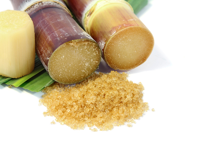 Brown sugar and Sugarcane .の写真素材