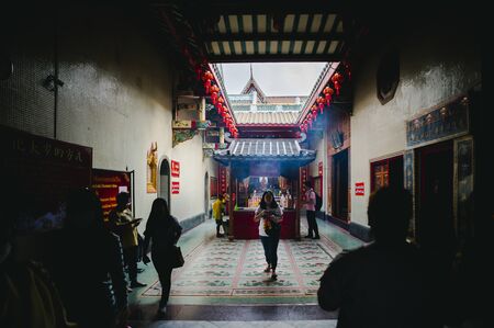 Bangkok - February 2: People go to make merit at Leng Nei Yi Temple in the Chinese New Year festival for luck on February 2, 2019.のeditorial素材
