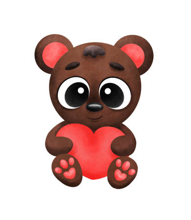 Cute teddy bear with heartの写真素材