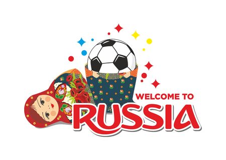 Russian Matryoshka with soccer ball insideのイラスト素材
