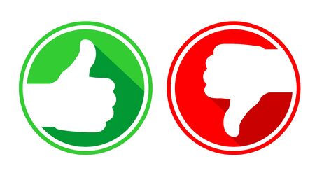 Like and dislike icon. Thumbs up and thumbs down. Mail Icon symbols for web site. Illustration, vector.のイラスト素材