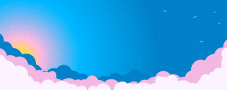 Sky clouds landscape background design. Illustration, vectorのイラスト素材