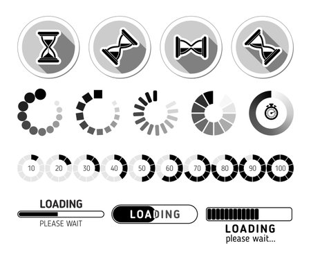 Vector loading icon set. Black color on transparent backgroundのイラスト素材