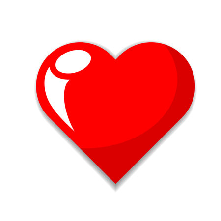 Valentine red heart shape icon. Vector on transparent backgroundのイラスト素材