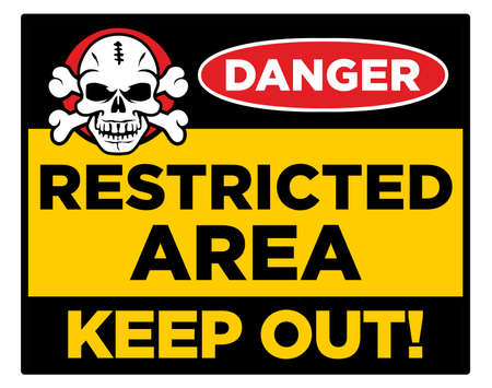 Danger threat death. Prohibited Sign Restricted Area. No Enter Sign in Caution Zone. vectorのイラスト素材