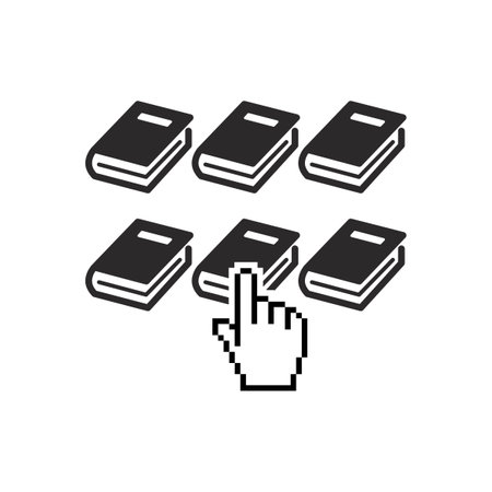 Digital online library icon with cursor finger. Vector on transparent backgroundのイラスト素材