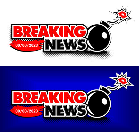 Live breaking news information bomb. Vector icon on transparent and dark backgroundのイラスト素材