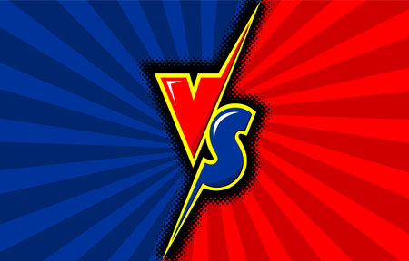 Comic VS or Versus screen design template. Vector headline red against blue.のイラスト素材