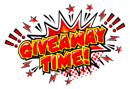 Give away time text style effect. Giveaway sticker design in comic popart style. Vector on transparent backgroundのイラスト素材