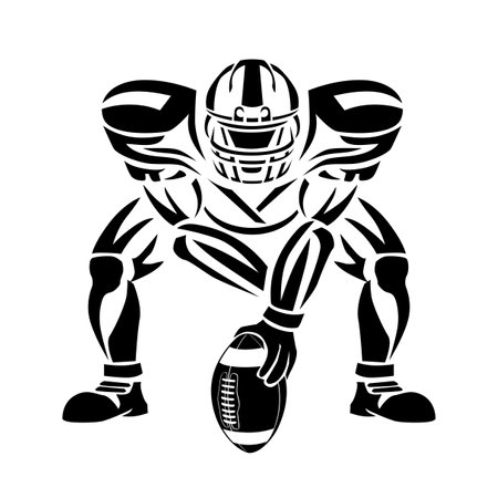 American football center player with ball. Vector template on transparent backgroundのイラスト素材