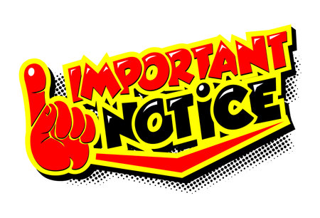 Important notice with forefinger raised. Vector attention banner on transparent backgroundのイラスト素材