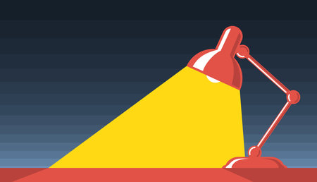 Office desk lamp illustration to highlight text. Table lamp, work desk, incident light. Editable vector template for business card, flyer, bannerのイラスト素材