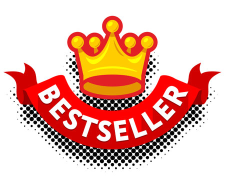 Best seller header with crown in comic book style. Vector on transparent backgroundのイラスト素材