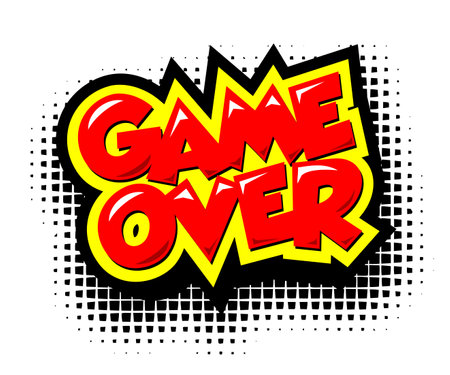 Game Over icon for UI game. Vector cartoon design header on transparent backgroundのイラスト素材