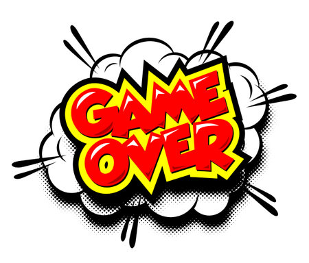 Game Over icon for UI game. Vector cartoon design header on transparent backgroundのイラスト素材