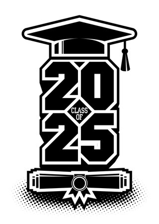 Lettering Class of 2025 for greeting, invitation card. Text for graduation design, congratulation event, T-shirt, party, high school or college graduate. Vector on transparent backgroundのイラスト素材