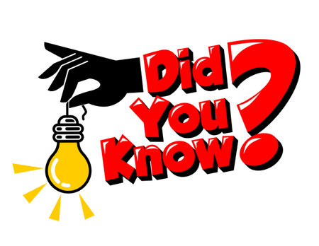 Did You Know speech bubble label design with hand and light bulb and rays. Vector in pop art style on transparent background.のイラスト素材