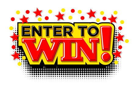 Enter to win push button with stars. Vector web banner on transparent backgroundのイラスト素材