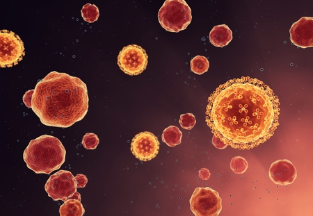 Abstract Illustration of bacteria - in red colors 3d Rendering