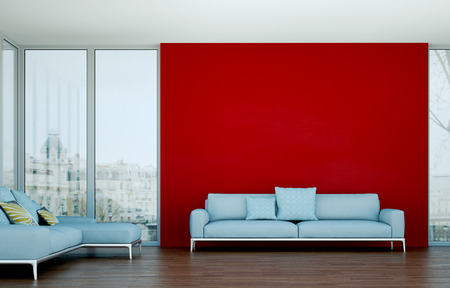 modern interior design living room 3d Illustrationの写真素材