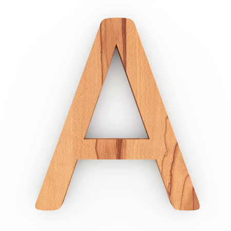 Wooden letter isolated on white background 3D Illustrationの写真素材