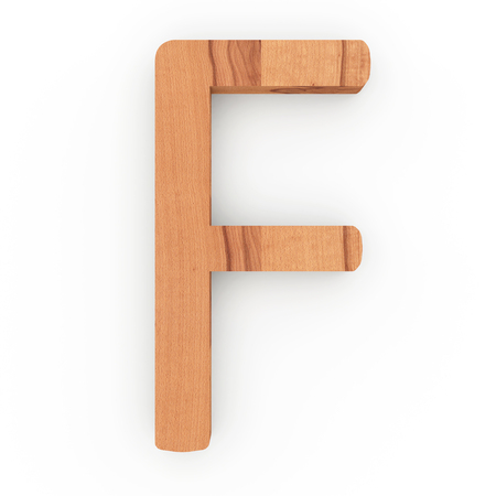 Wooden letter isolated on white background 3D Illustrationの写真素材