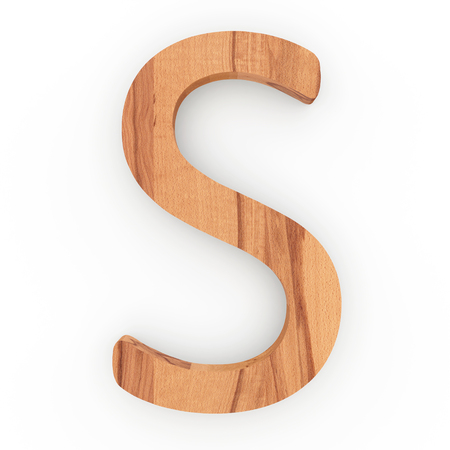 Wooden letter isolated on white background 3D Illustrationの写真素材