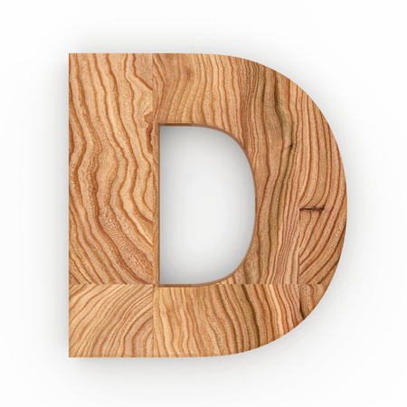 Wooden letter isolated on white background 3D Illustrationの写真素材