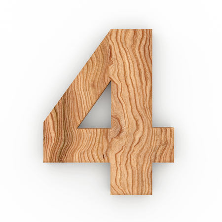 Wooden number isolated on white background 3D Illustrationの写真素材