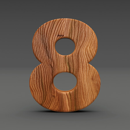 Wooden number isolated on dark background 3D Illustrationの写真素材